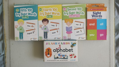 Lot of 5 boxes of flash cards: Sight Words from 3 different publishers
