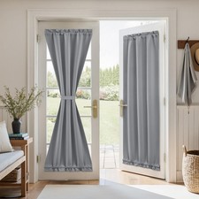 HOMEIDEAS Blackout French Door Curtain, 26"W x 72"L Pack of 1 , Light Gray