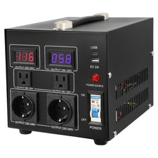 2000VA Voltage Transformer Step Up Down 6 Sockets USB CE Certified