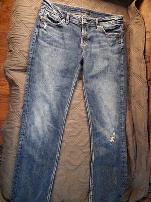 SILVER Jeans Co W30/L34 Straight 5 pocket distressed Medium Wash