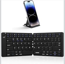 Samsers Foldable Bluetooth Keyboard Full Size Slim w/Stand Rechargeable Black