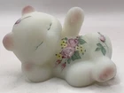 Fenton Art Glass Reclining Bear Hand Painted Figurine Matte Artist Signed