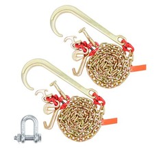 2PCS 5/16"x6' G80 Tow Chain 15" J Hook Long Shank RTJ & Grab Hooks Wrecker