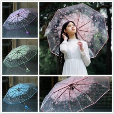 1pc Transparent umbrella, windproof and rainproof, cherry blossom girl umbrella,