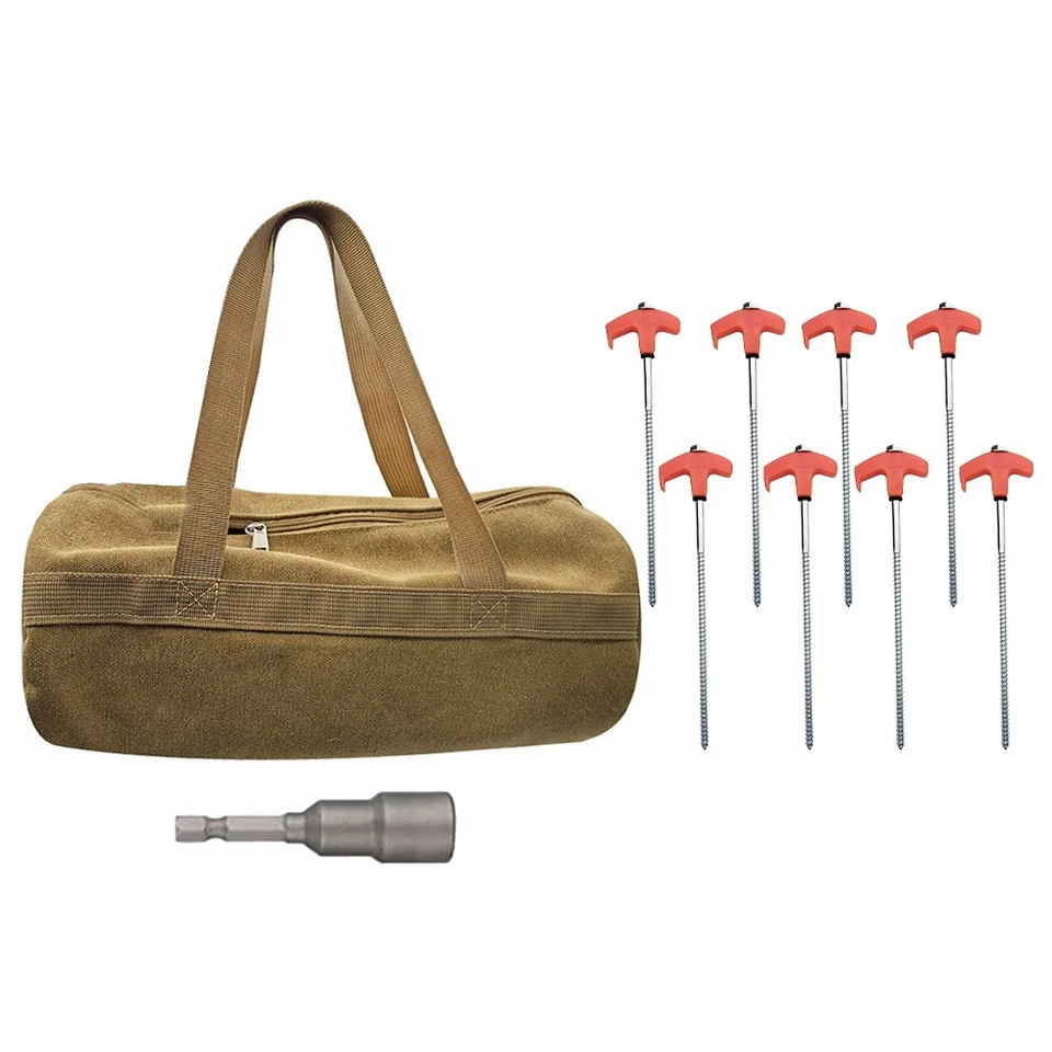 Sturdy Screw In Tent Stakes 10 inch Bonus Canvas Bag and Hexagonal Drill Bit - Image 4 of 4