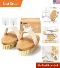 Natural Bristle Dry Brushing Body Brush Set - Sensitive Skin Friendly 2 Pack