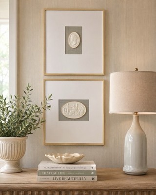  ️ Handcrafted Grand Tour Intaglio Wall Art Framed Plaster Cameo Medallion   ️