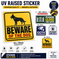 UV Raised Stickers CCTV Gate Dog Sign Sticker Waterproof Vinyl Custom Sizes Set