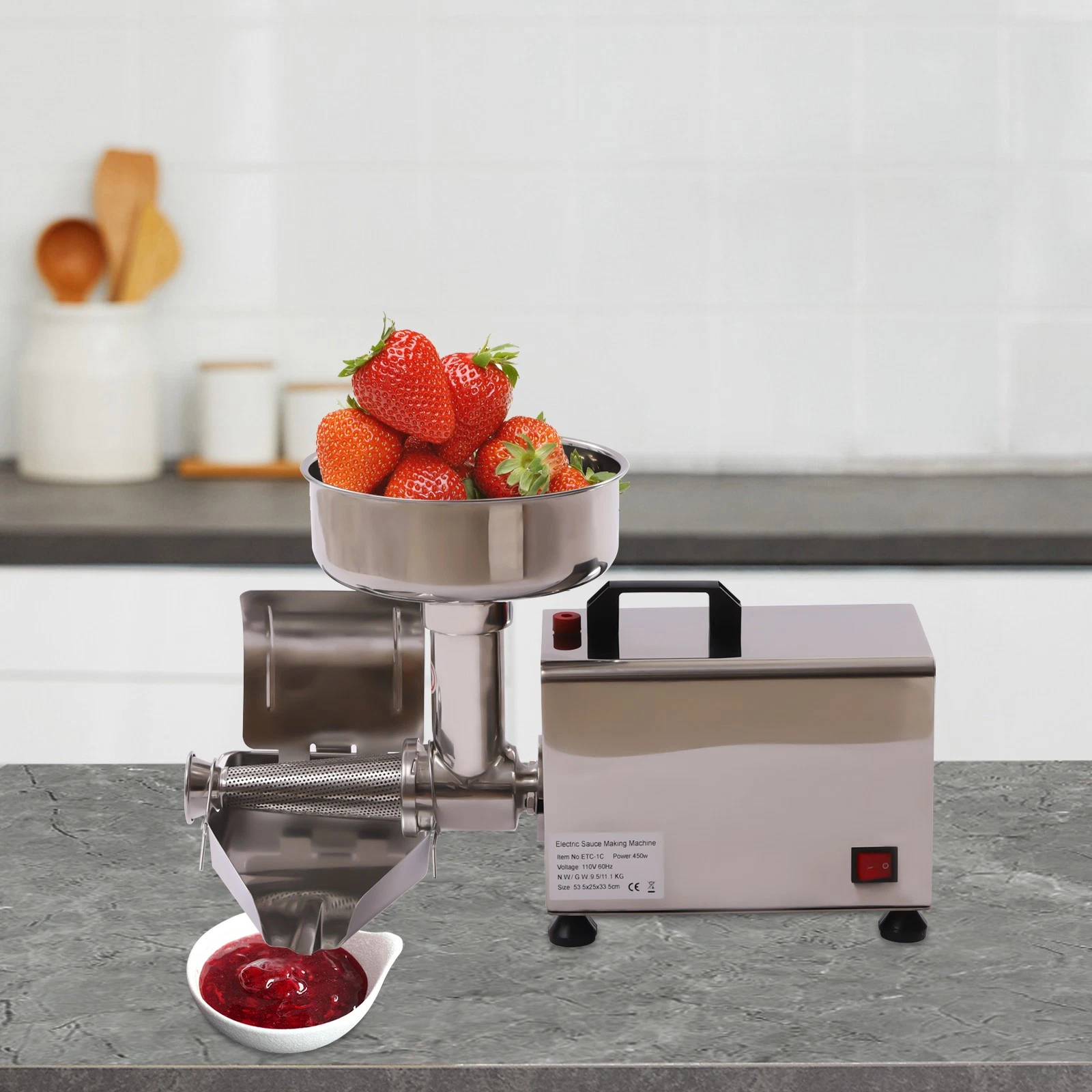 450W 110V Electric 304 Stainless Tomato Strainer Commercial Grade Tomato Machine
