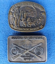 Vintage NRA Whittington Center Brass Belt Buckles  Pair of 2  Raton New Mexico