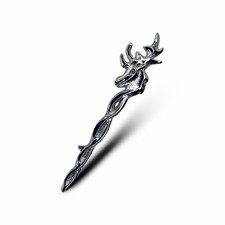 Scottish Stag Head Interlocking Silver Finish Kilt Pin