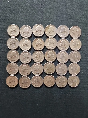 1964 Washington Quarter Dollar 90% Silver, Lot Of 30, Mixed Mints