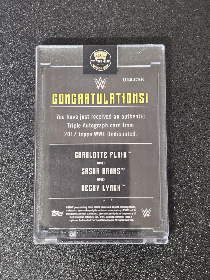 CHARLOTTE FLAIR/SASHA BANKS/BECKY LYNCH WWE 2017 UNDISPUTED TRIPLE AUTO # 05/10 - Image 2 of 2