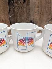 Vintage Papel NBC New York Coffee Cup Mug Rainbow Peacock 1980’s Made In USA EUC