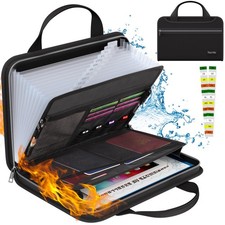 Fireproof Accordion File Organizer with Handle, 13 Pocket Transparent Expandi...