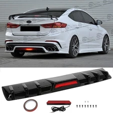 Rear Diffuser Bumper 6-Fins Splitter Lip w/LED Light For Hyundai Sonata Elantra