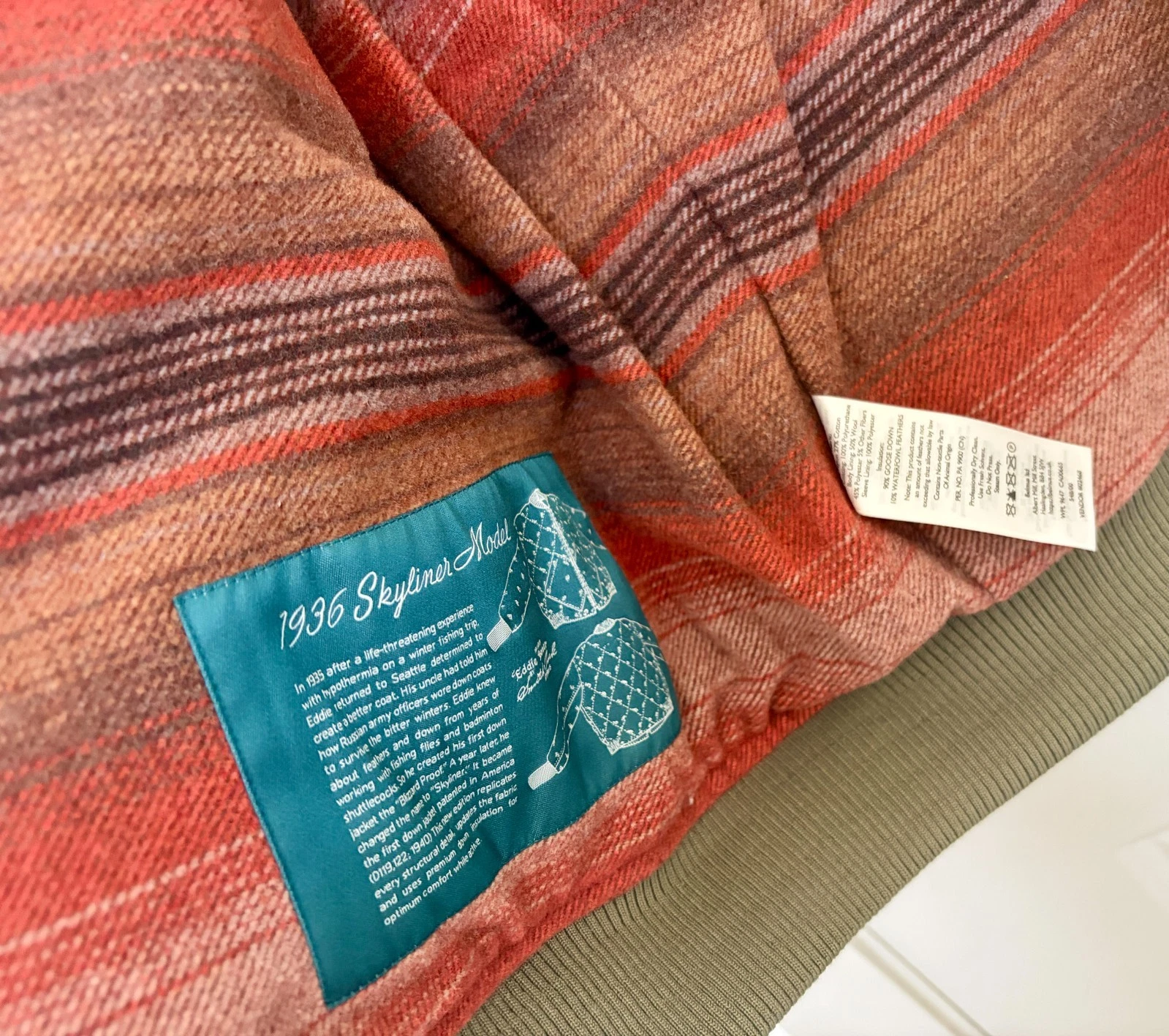 Eddie Bauer x Huckberry The Skyliner Waxed Jacket - Size M - Light Olive (Breen) - product detail image 4
