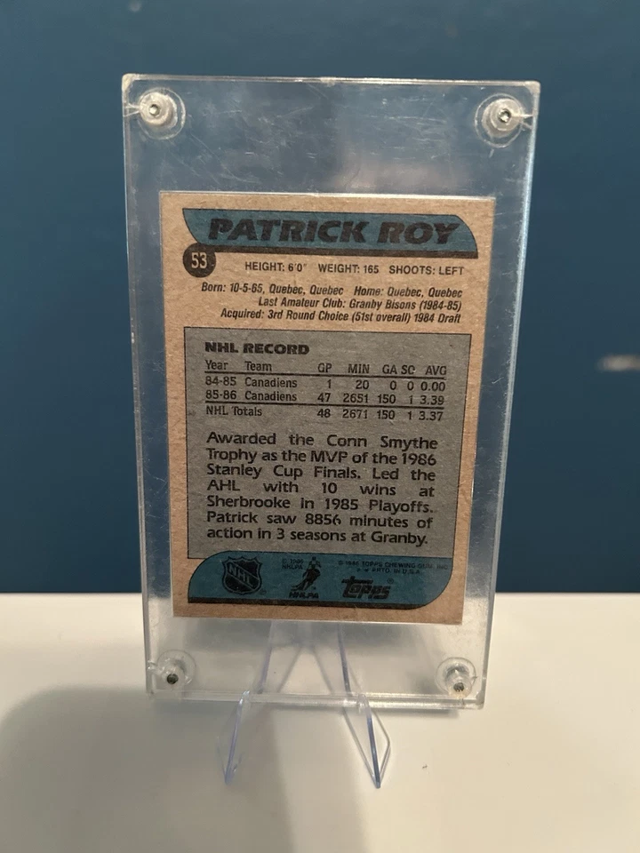 1986-87 Topps - Patrick Roy #53 (RC) - Image 2 of 2
