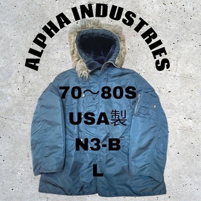 70s Alpha N-3B Flight Jacket Navy Made in USA Used L Military