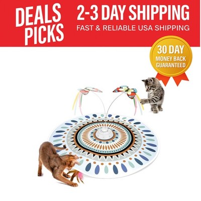 Interactive Play Station for Cats - 3 Modes, Feather Wand & Fluttering Butterfly