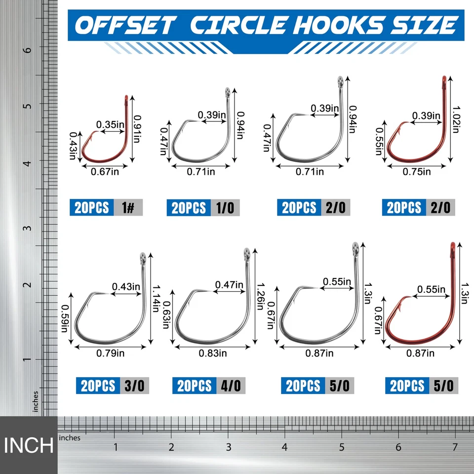 160 PCS 7381 Black High Carbon Steel Offset Sport Circle Octopus Hooks - Image 2 of 4