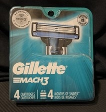 Gillette Mach3 Mens Razor Blade Refill Cartridges - Pack of 4 Cartridges New 3.00 per gallon