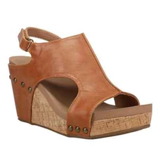 Corky's Women's Tiffanee Wedge Sandal in Taupe, Cognac and Black