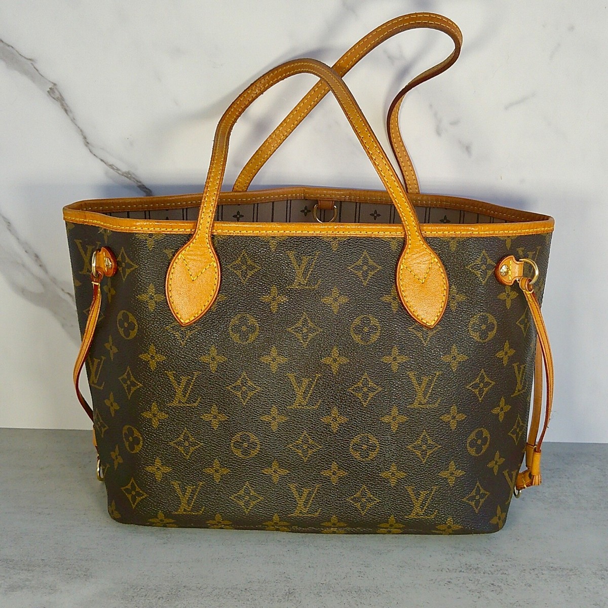 Monogram Canvas Used Louis Vuitton Neverfull Pm Authentic Louis