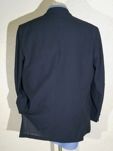 44L Vintage 50s 60s Sears black Crossweave Wool Texture Blazer Sport Coat Jacket - Picture 5 of 9