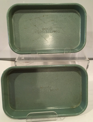 Good Housekeeping 2 Micro Sheet Pans Green Speckle Enamel 10 x 6 x 1"