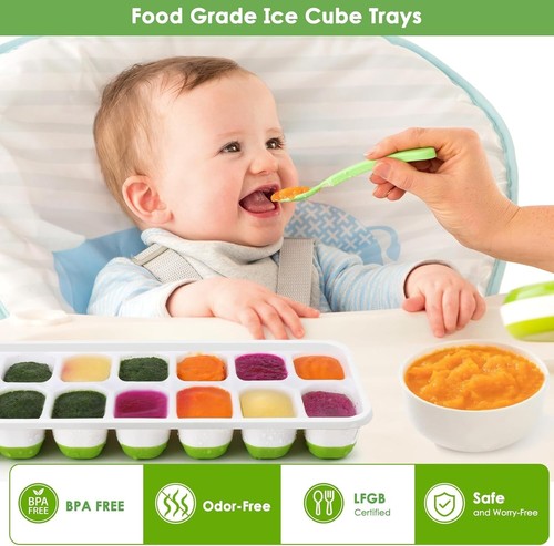 4 Pack Silicone Ice Cube Trays With Lid BPA Free 56-Ice Cubes Molds - Picture 7 of 8