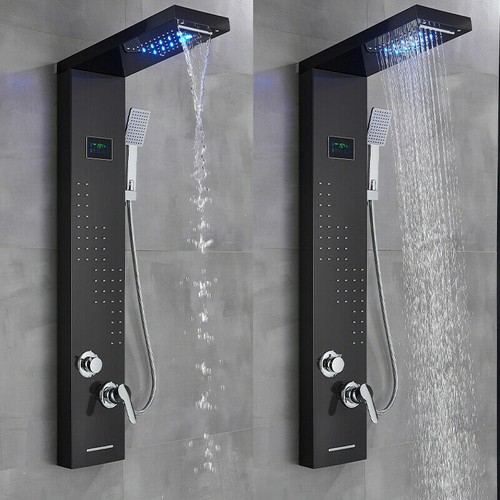 Panel de Ducha Moderna Acero Inoxidable Columna de Hidromasaje Para Baño Con LED - Imagen 299 de 347