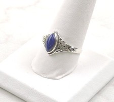 Sterling Silver 2 ct Marquise Lapis Ring - Free Gift Packaging