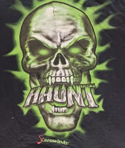 Vintage Y2K Haunt Worlds of Fun Skull TShirt XL Grunge Mall Goth Emo Cyber Skate - Picture 2 of 4