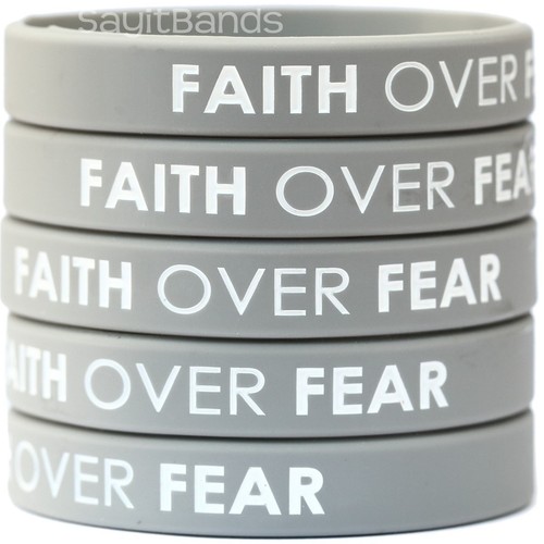 10 FAITH OVER FEAR Wristbands Quality Debossed Color Filled Silicone