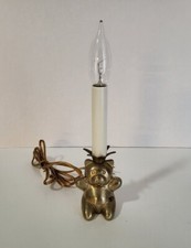 Vintage Brass Bear Lamp Nursery Child's Room Nightlight Candle Style Electric L2