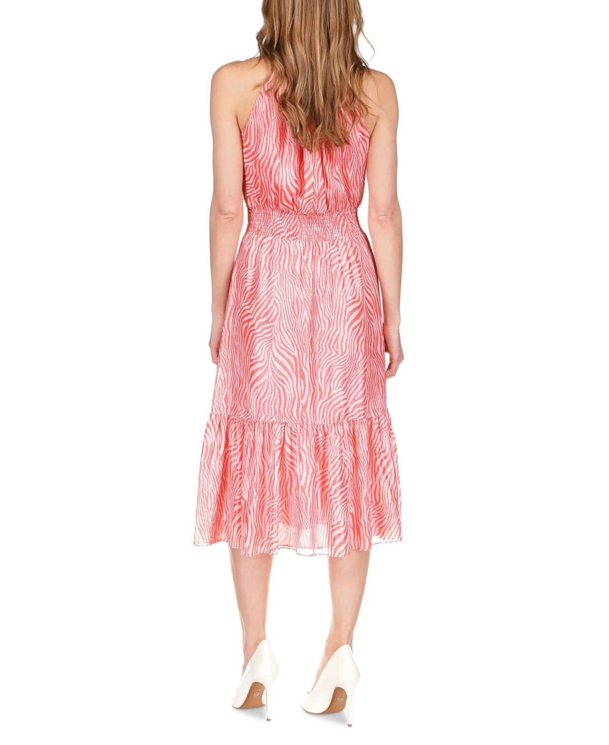 Abito da donna Michael Kors catena zebra metallica rosa taglia XL al dettaglio $195