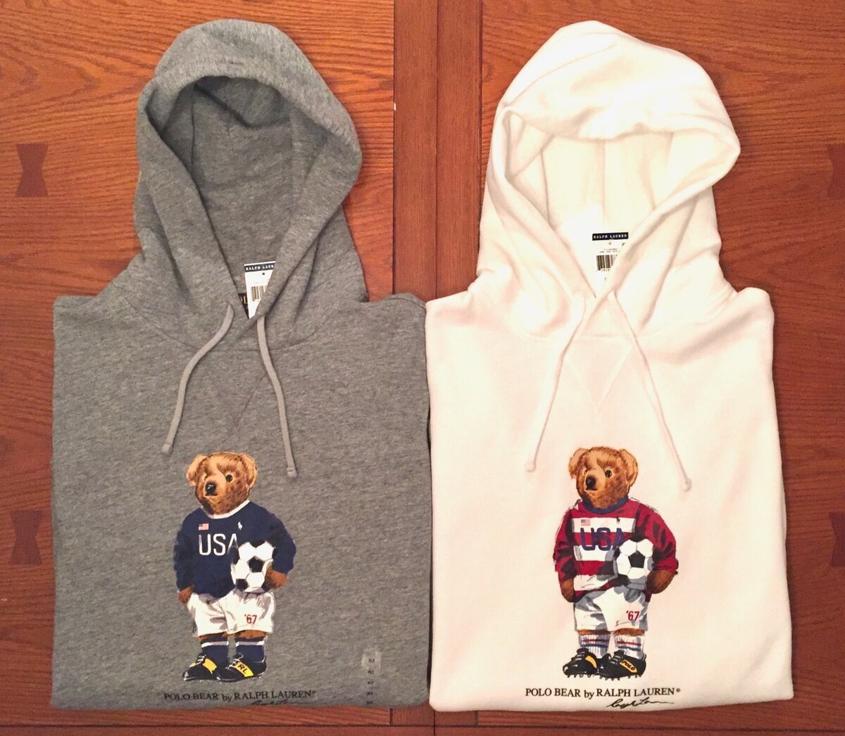 POLO RALPH LAUREN MEN'S POLO BEAR SOCCER BEAR HOODIE WHITE OR GRAY BIG &  TALL