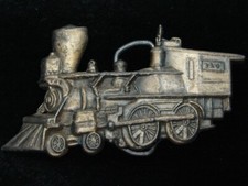 QC01139 VINTAGE 1970s CUT-OUT  STEAM ENGINE TRAIN  RAILROAD BRASSTONE BUCKLE