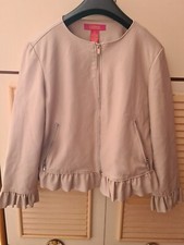 Ladies Catherine Nude Faux Leather Jacket Size 10uk