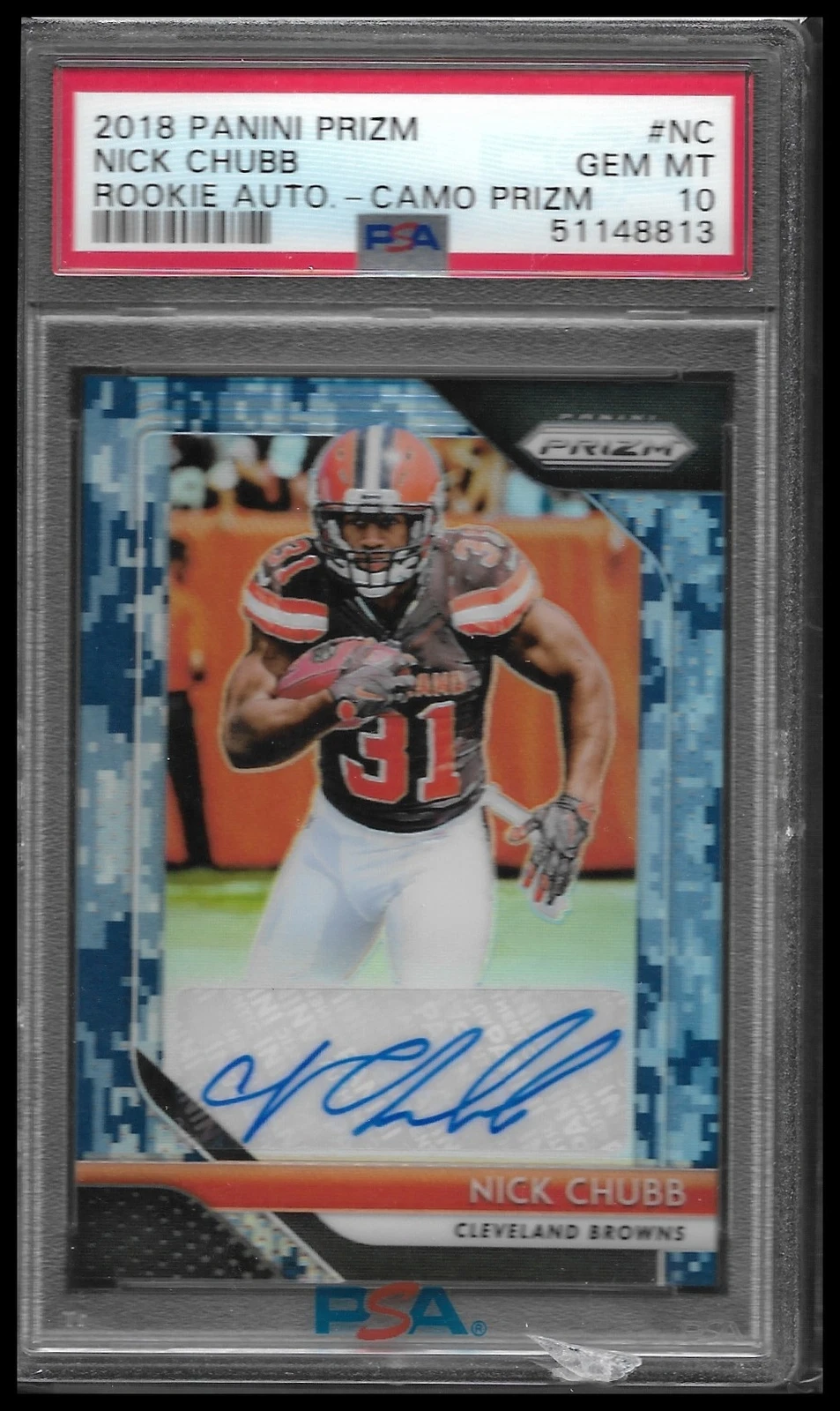 Nick Chubb Panini Prizm Rookie Autographs #NC Camo