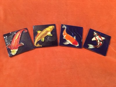 Koi Fish Decorative Ceramic Tile Wall Decor Beautiful Art Set