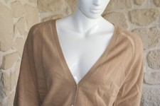Gilet Femme L 100% Cachemire Marron Taupe – Marque Terry Lane, Neuf Avec Étiquettes