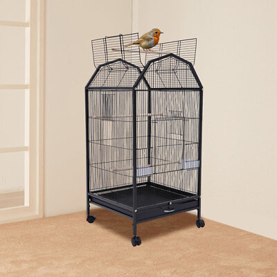 Bird Cage with Tray - Mobile for Small Spaces | Indoor Pet House Aviary Top Open