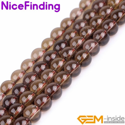 Brown Smoky Quartz Natural Round Crystal Spacer Beads Jewelry Making 15" 8mm - Picture 3 of 32