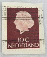 Netherlands Postage ~ Queen Juliana ~ Brown 10₵ Stamp ~ Posted ~1953 ~ B326