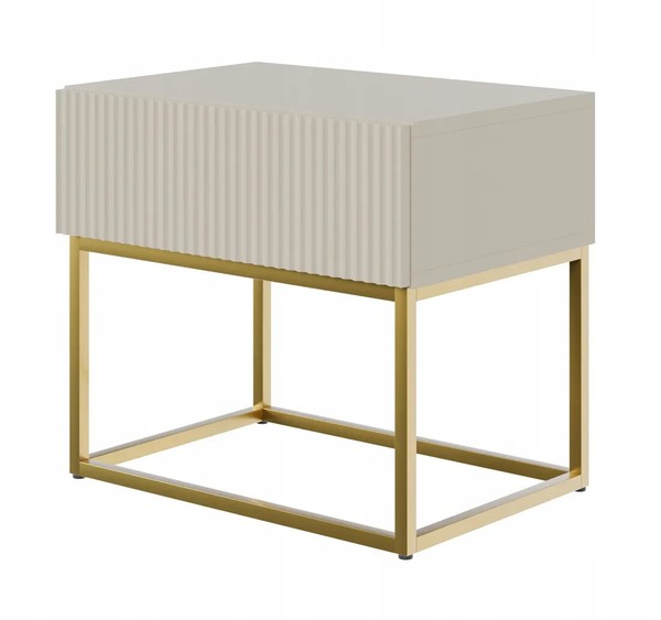 Nachttisch Schlafzimmer Moderner Mit Beige Schublade Und Goldene Beine 50 Cm-image