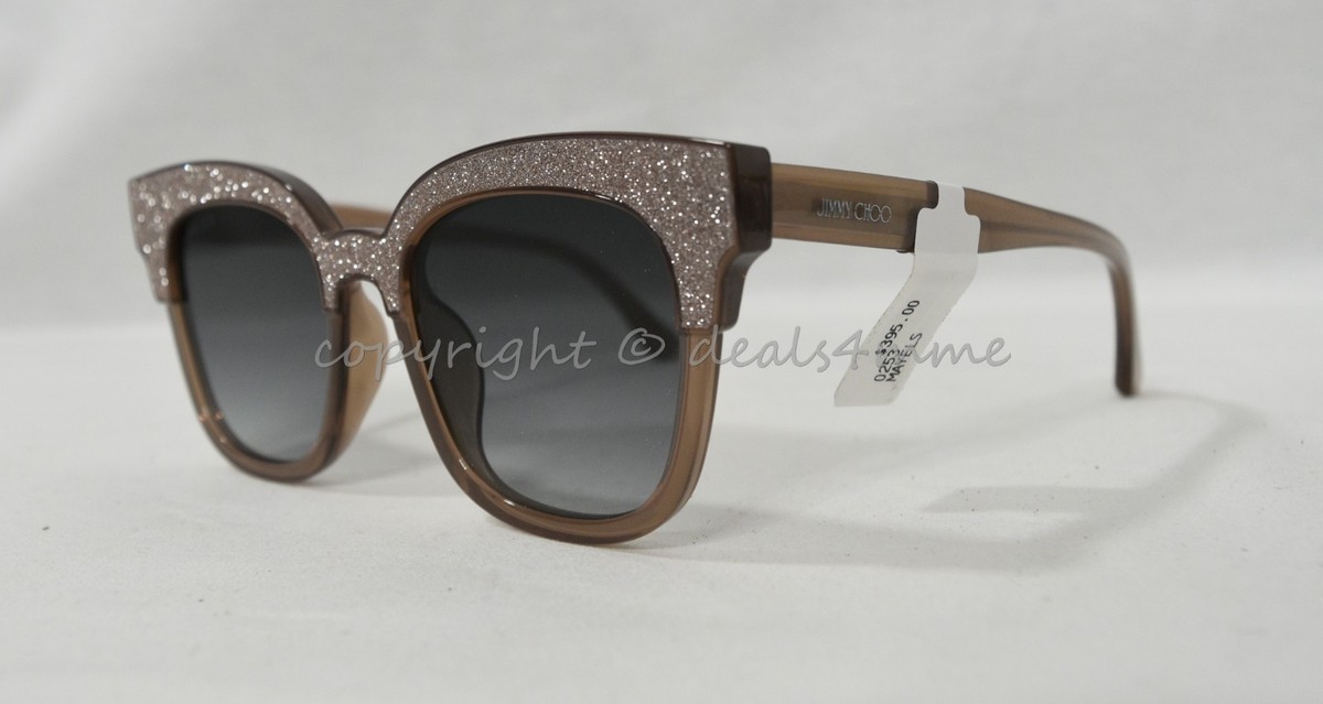 Jimmy Choo Gray/Black Glittery Mayela Cat Eye Sunglasses Excellent Condition. Jimmy Choo Mayela Gray Gradient Square Ladies Sunglasses  main image 2
