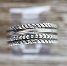 VINTAGE ROPE CABLE BAND STERLING SILVER 925 RING SZ 7.75 SOUTHWEST RETRO PRETTY
