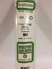 .438" (11.1MM) OD Polystyrene Tube EVG234 by Evergreen Scale Models